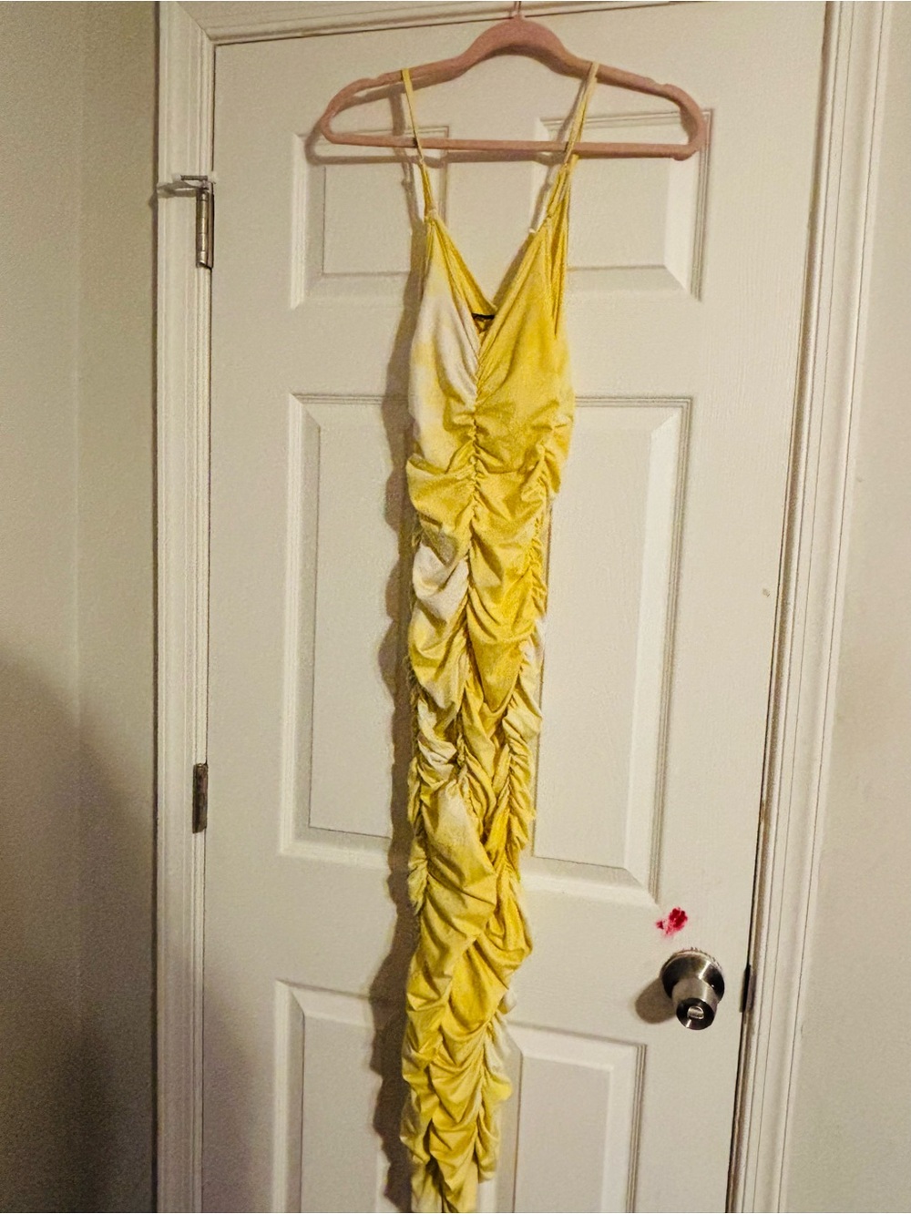 Fashion Nova Yellow Ruched Maxi Dress